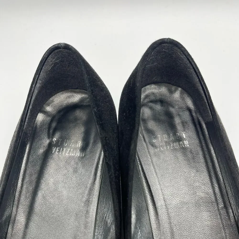 Stuart Weitzman Women's Black Suede Closed Toe Wedge Pumps Size 8 1/2 M - Picture 6 of 10